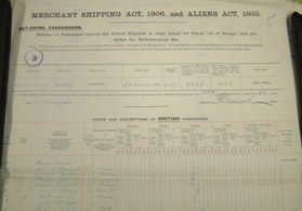 1910 passenger list, top half of page. Click to view full size image