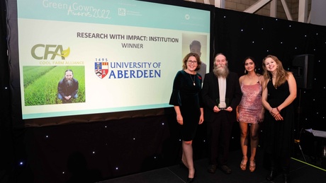 Professor Pete Smith receives the Green Gown Research with Impact award for the Cool Farm Tool