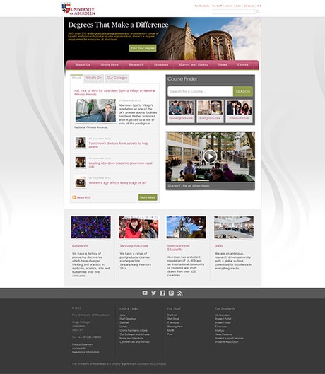 Screenshot of new homepage