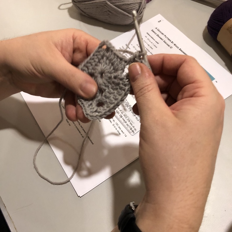 Participant doing Crochet at Wool Engineering
