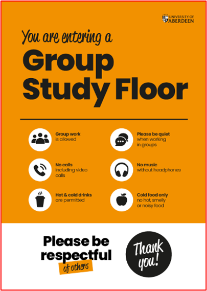 image explaining rules on a group study floor