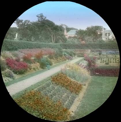Lantern slide of the Cruickshank Gardens in the early 1900s taken