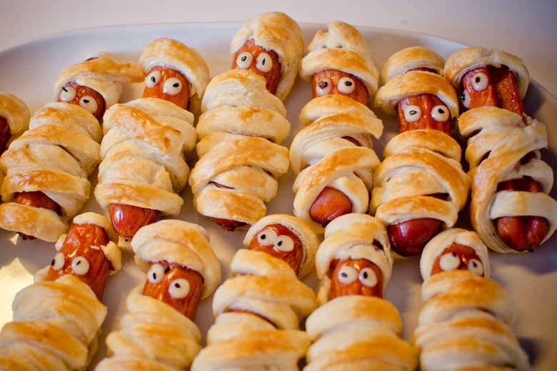 Hot dogs in pastry wrapped to look like Egyptian Mummies