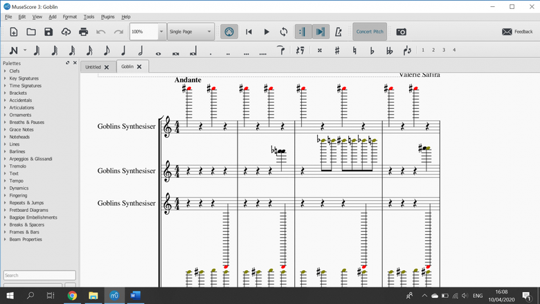 This image is a screenshot from the software music score where someone is composing a track