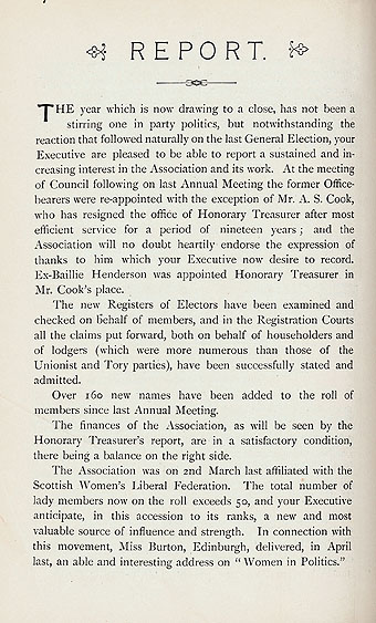 RAD030, Excerpts from Aberdeen Liberal Association Report of Annual Meeting 1896