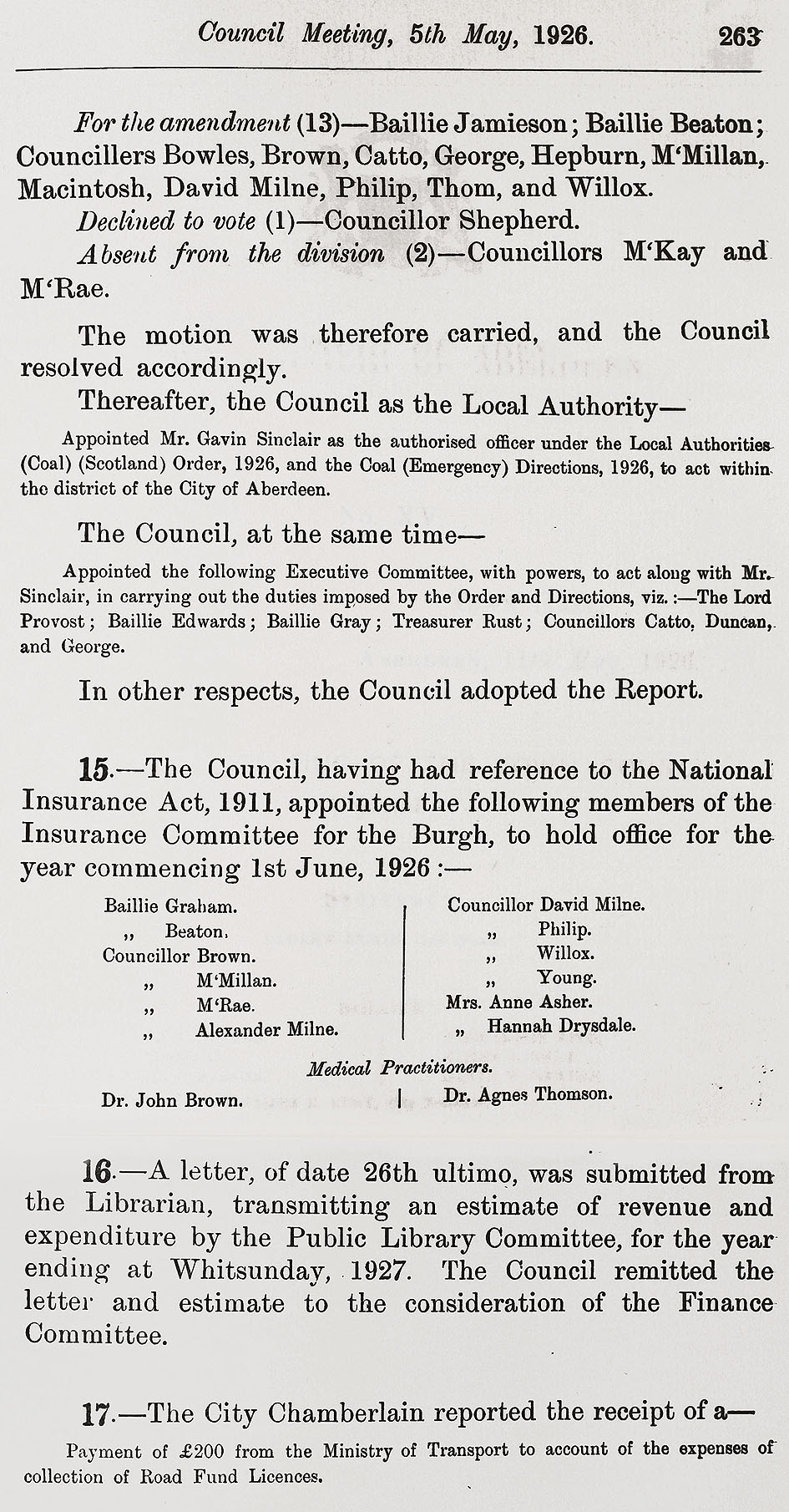 RAD098, Excerpts from Aberdeen City Council meetings relating to the General Strike.