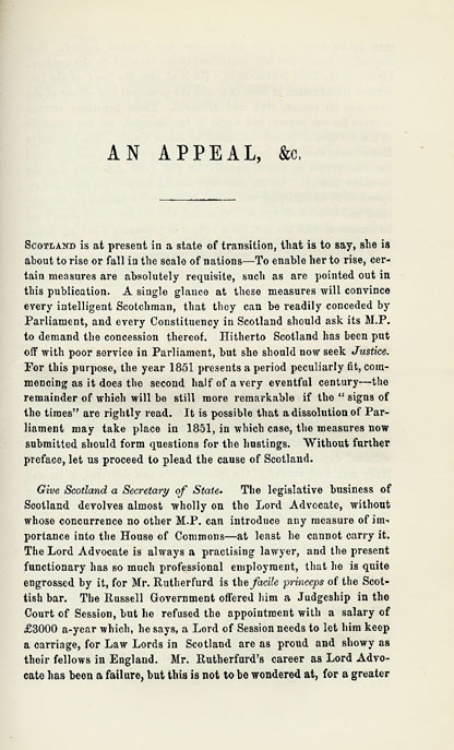 RAD129, Excerpts from An Appeal for Scotland to The Parliament of 1851