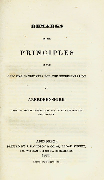 RAD140, Remarks on the Principles of the Opposing Candidates for the representation of Aberdeenshire