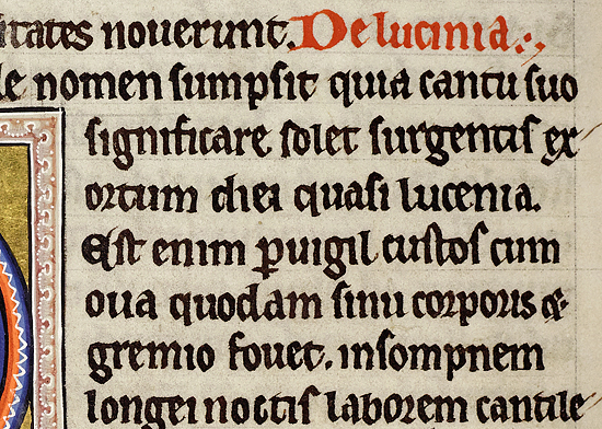 Rubric for the title Nightingale. The Jay, cont. Detail from f.52v