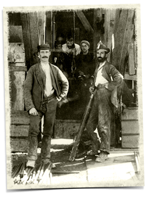 CM waiting to descend the shaft at Ferriera Mine, Transvaal