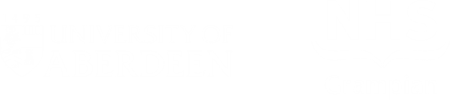 The University of Aberdeen and NHS Grampian logo in white side by side