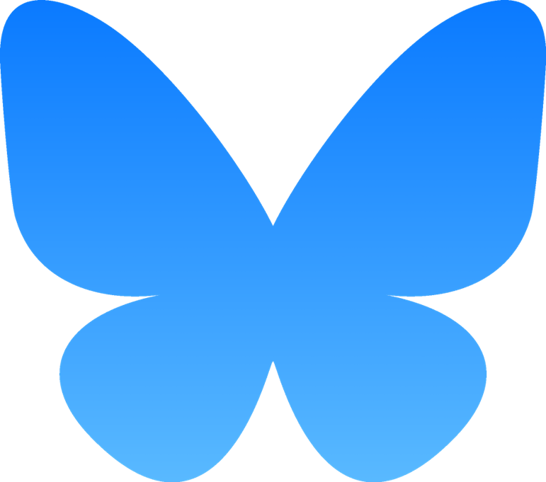 Blue butterfly which is the logo of the Bluesky social media platform