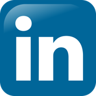 Logo of the Linkedin social media platform which is blue with the word In in the centre