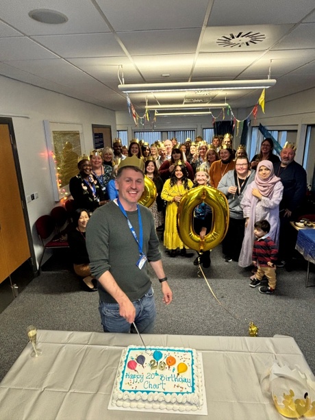 Staff gather to celebrate the 20th anniversary of CHaRT