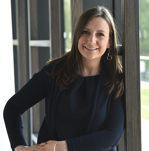 Smiling woman with brown hair