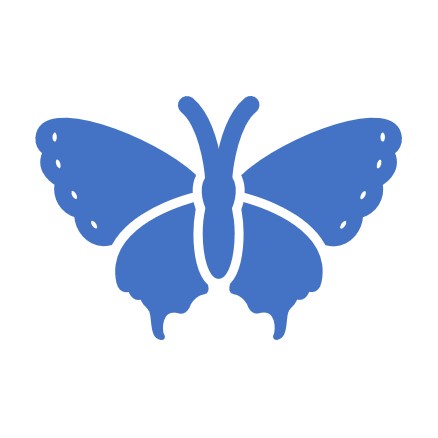 Image of a blue cartoon butterfly.