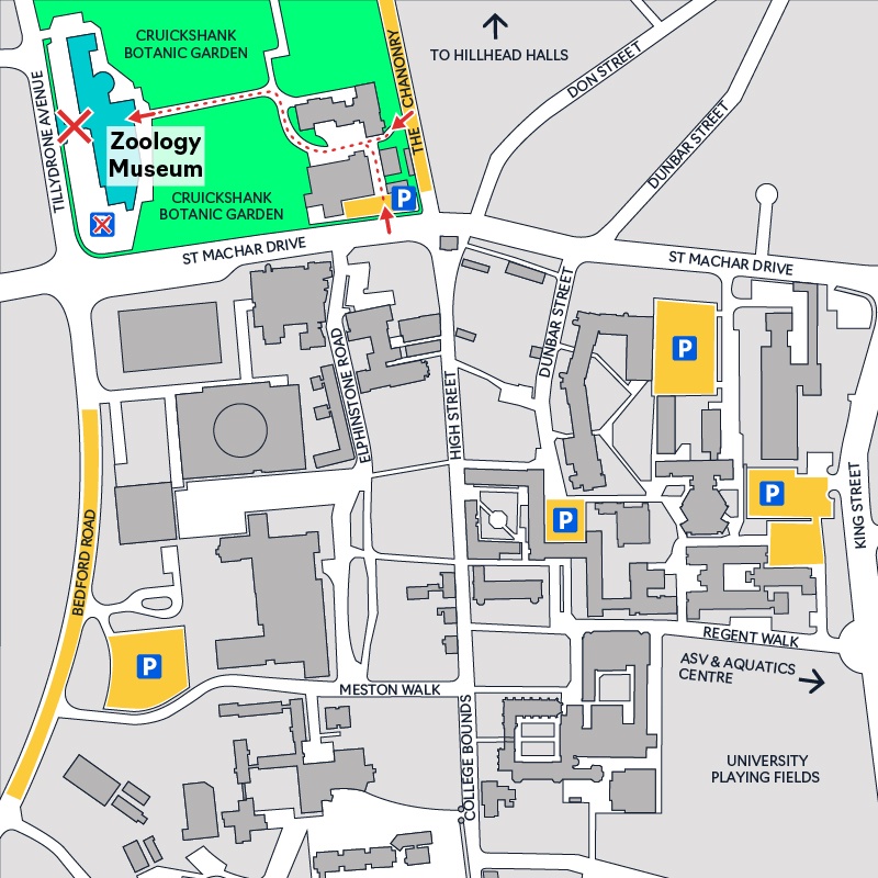 A map of campus showing parking areas.