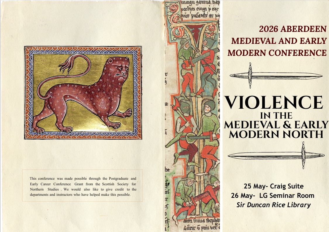 A conference leaflet illustrated with a lion panel from the Aberdeen Bestiary