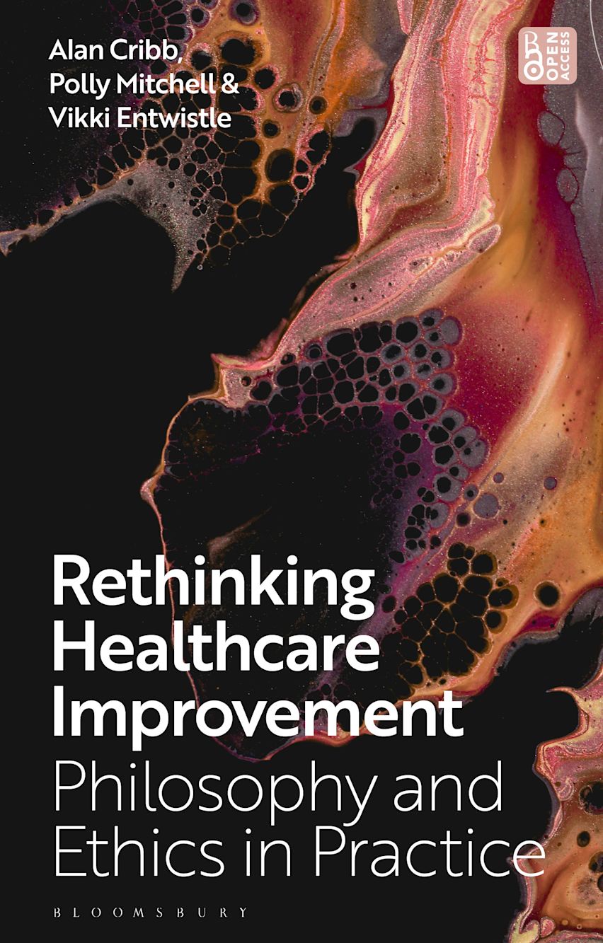 An image of the front of the book entitled 'Rethinking Healthcare Improvement' by Vikki Entwistle, Polly Mitchell, and Alan Cribb.
