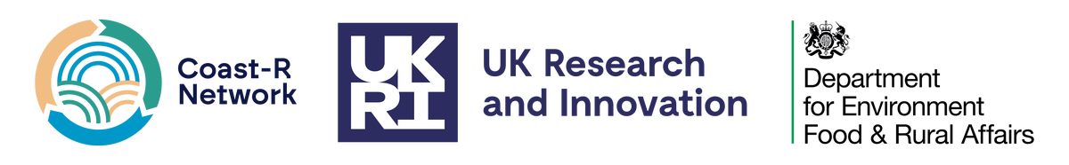 Logos: Coast R Network, UK Research and Innovation, Department for Environment, Food and Rural Affairs