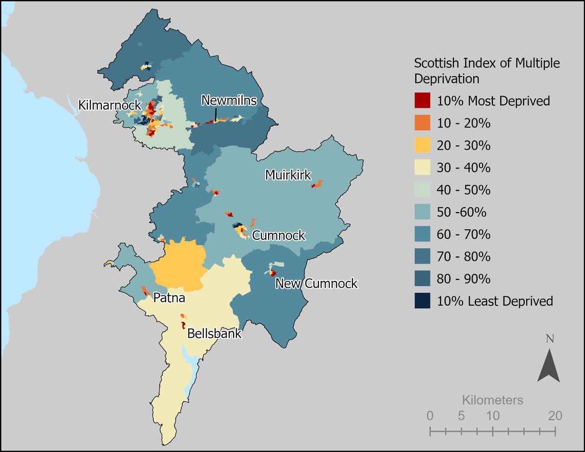 Scottish Index of Multiple Deprivation for East Ayrshire map