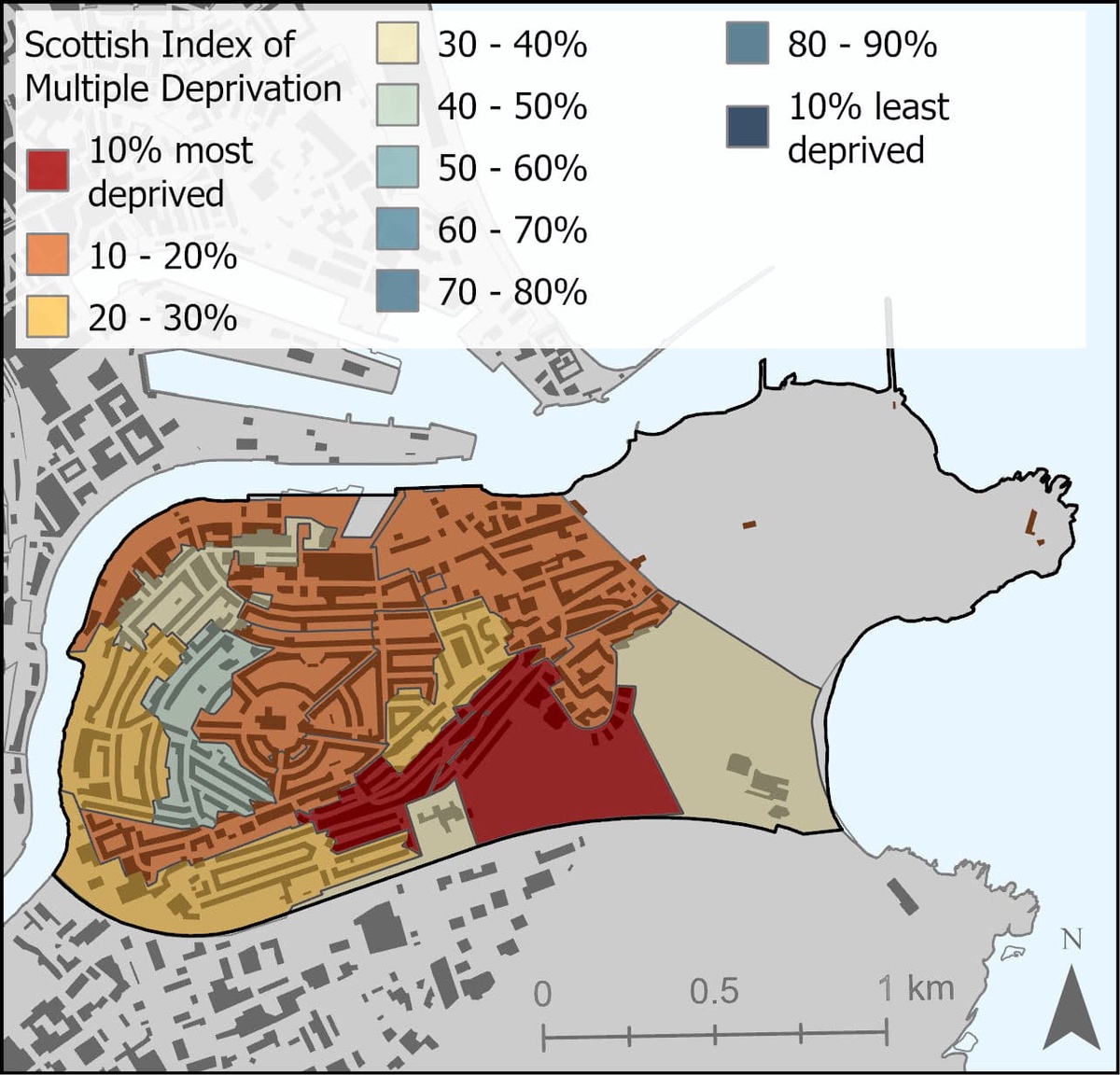 map of deprivation in Torry, Aberdeen