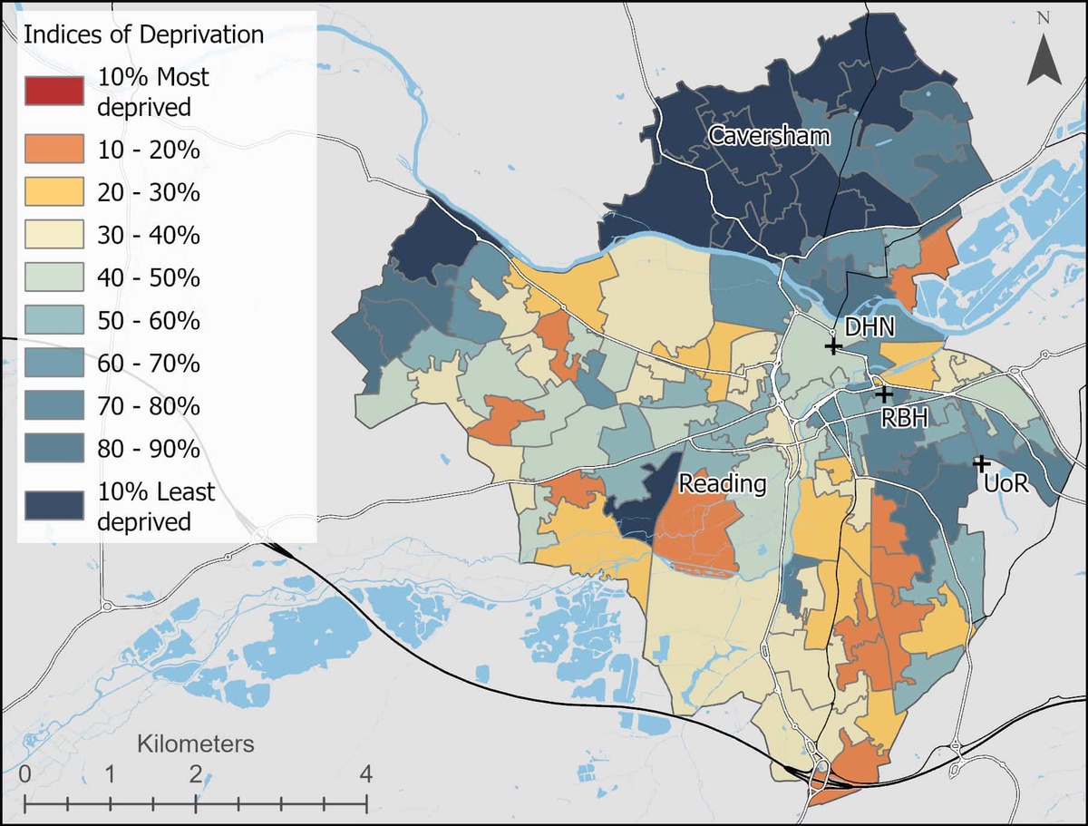 map of deprivation in Reading