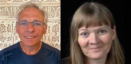 man and woman smiling