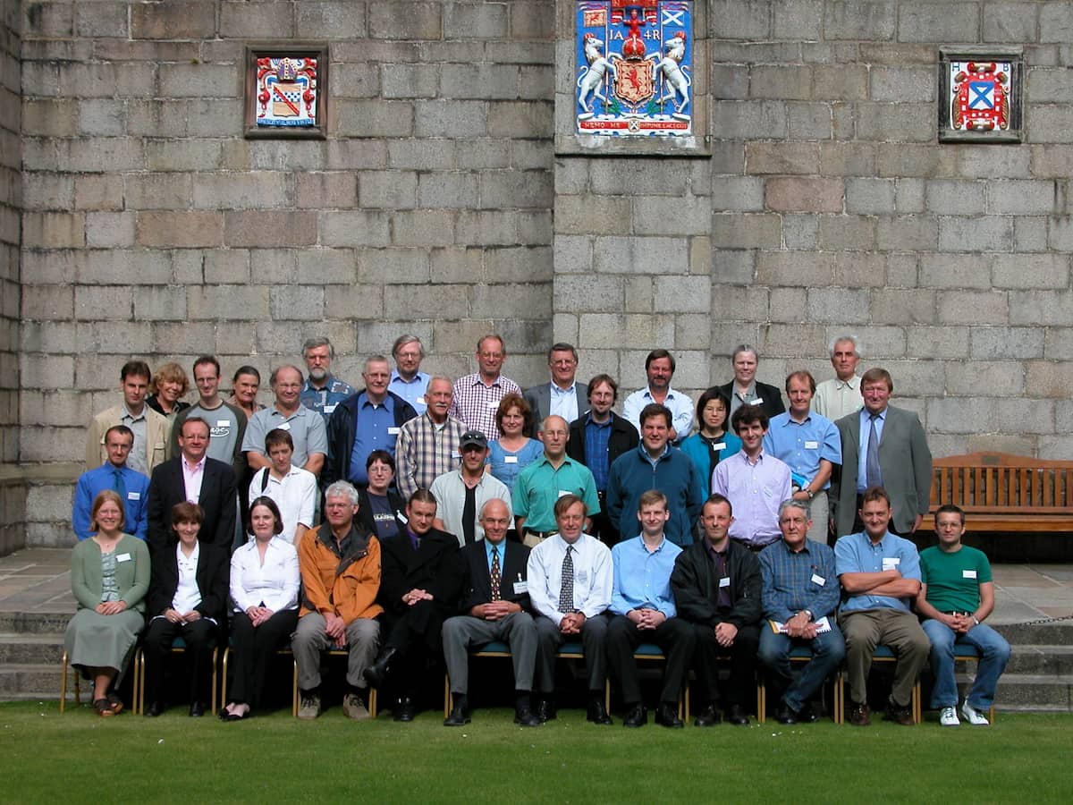 Photograph of the delegates who attended the Rhynie conference, taken in the grounds of King's College, University of Aberdeen, 18th September 2003.