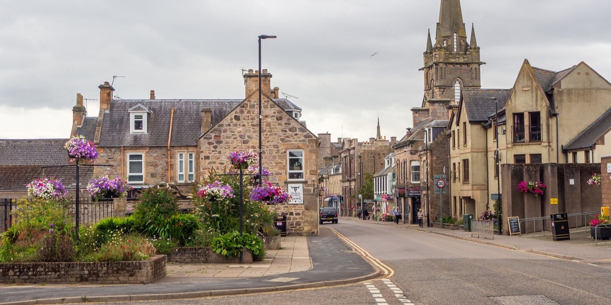 A picture of a high street somewhere in Moray