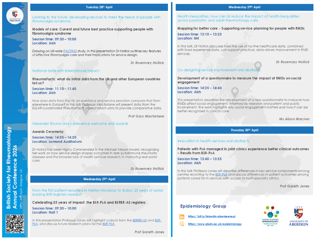 Epi group schedule at BSR 2026