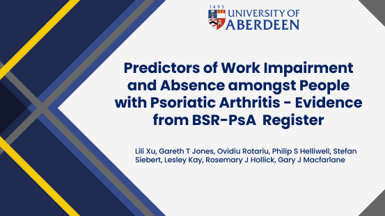 Thumbnail for presentation from BSR2025 on work outcomes from BSR-PsA