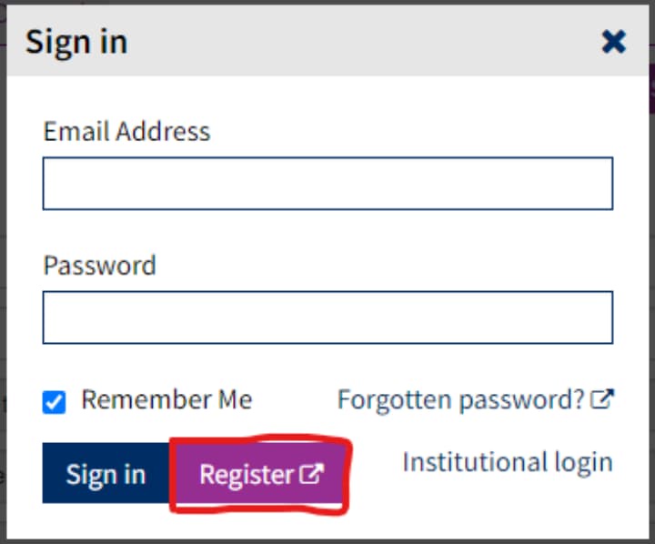 Image shows how to register for Cochrane