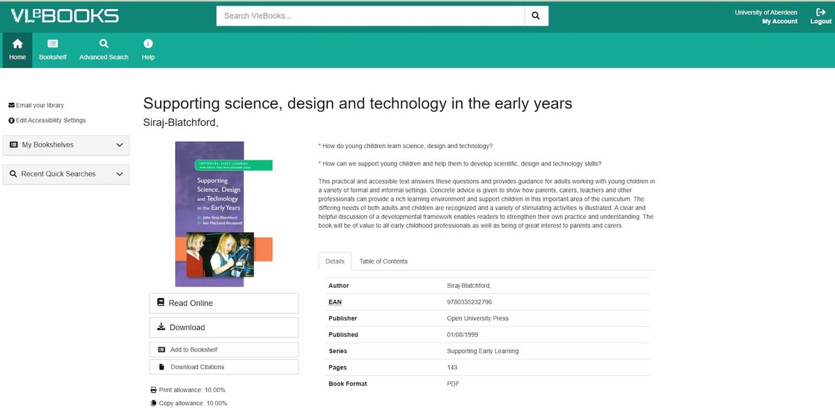Screenshot of book details page on the VLeBooks platform.