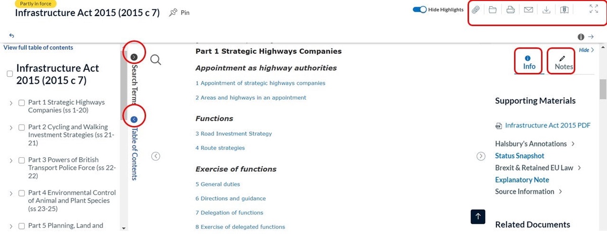 Image shows the search result page for Infrastructure Act 2015
