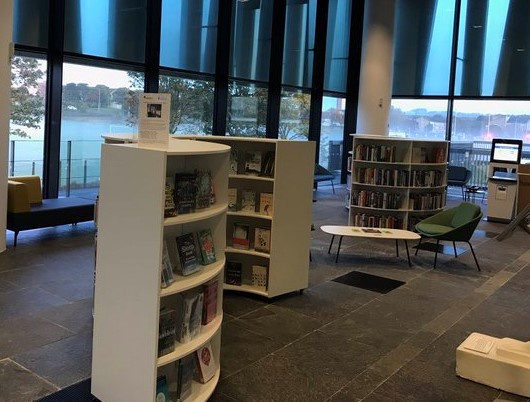 Shelves in a library