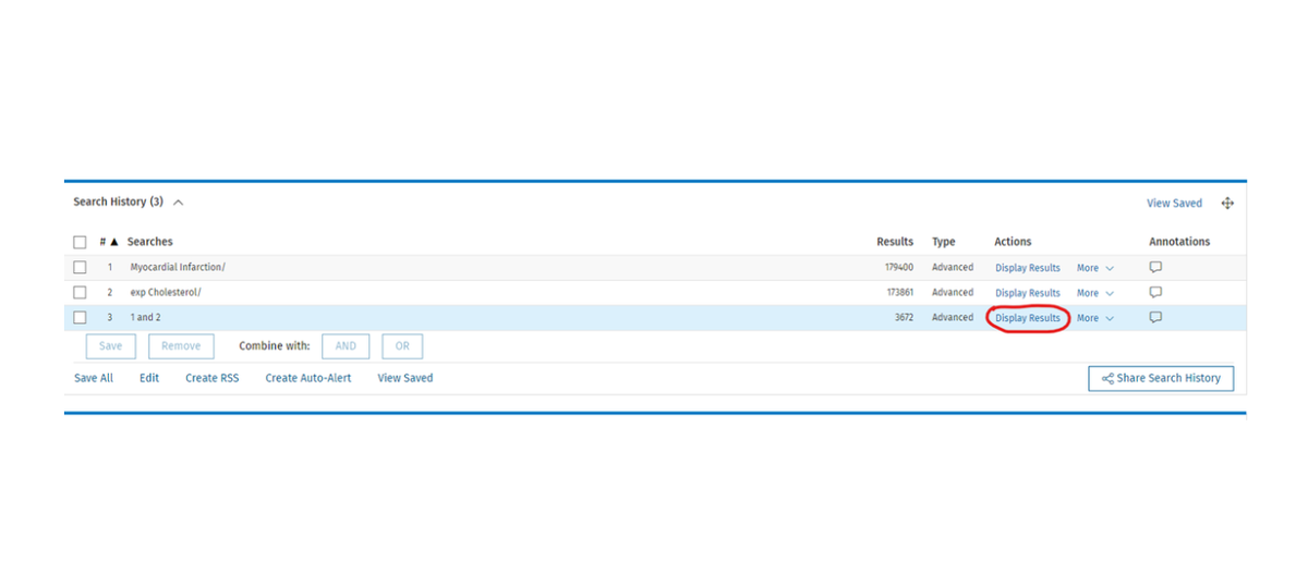 Medline: displaying results