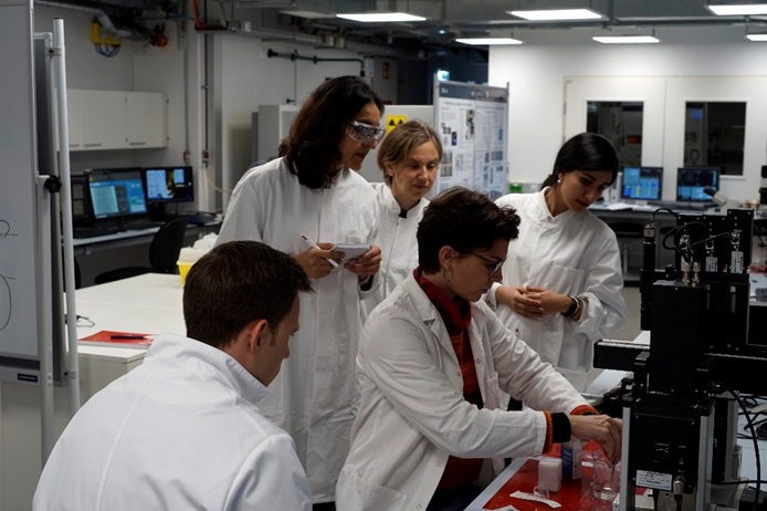 A group of people in a lab