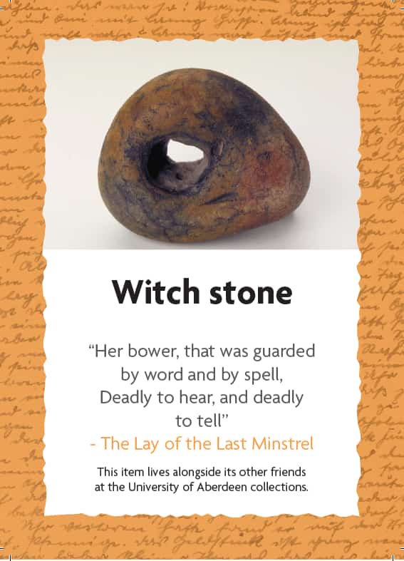 A story card featuring a witch stone