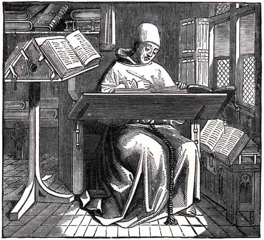 old illustration of man writing