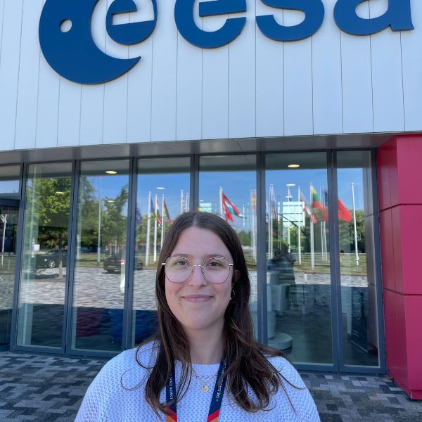 Liv Krier standing in front of ESA building