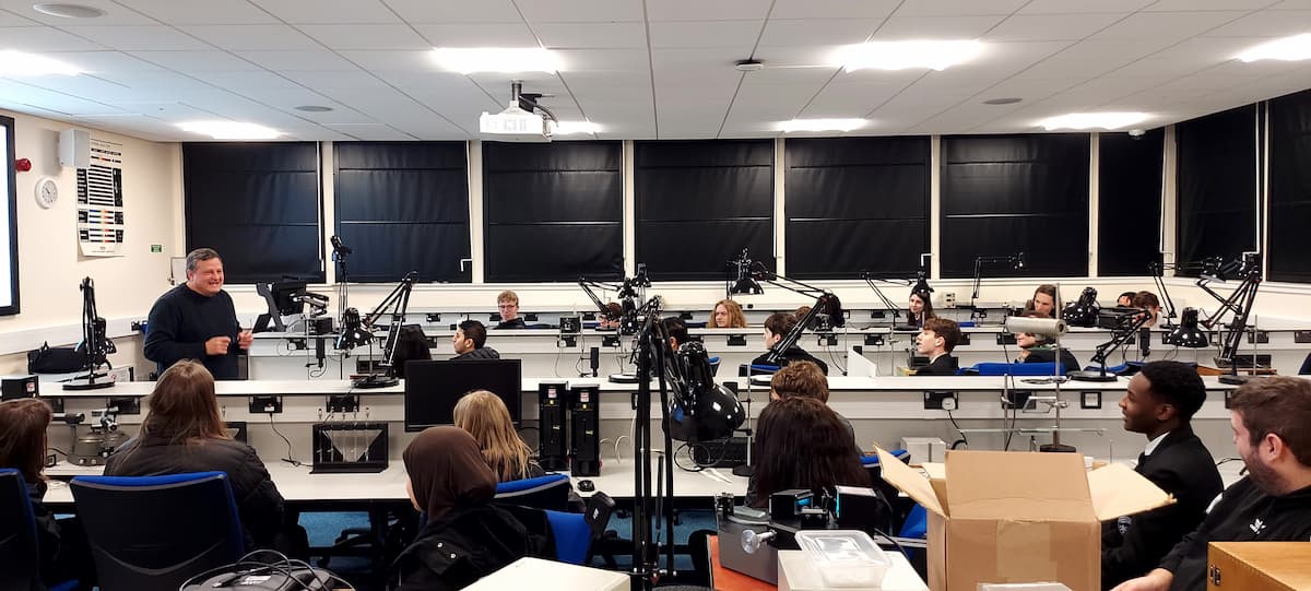 school pupils in a lab