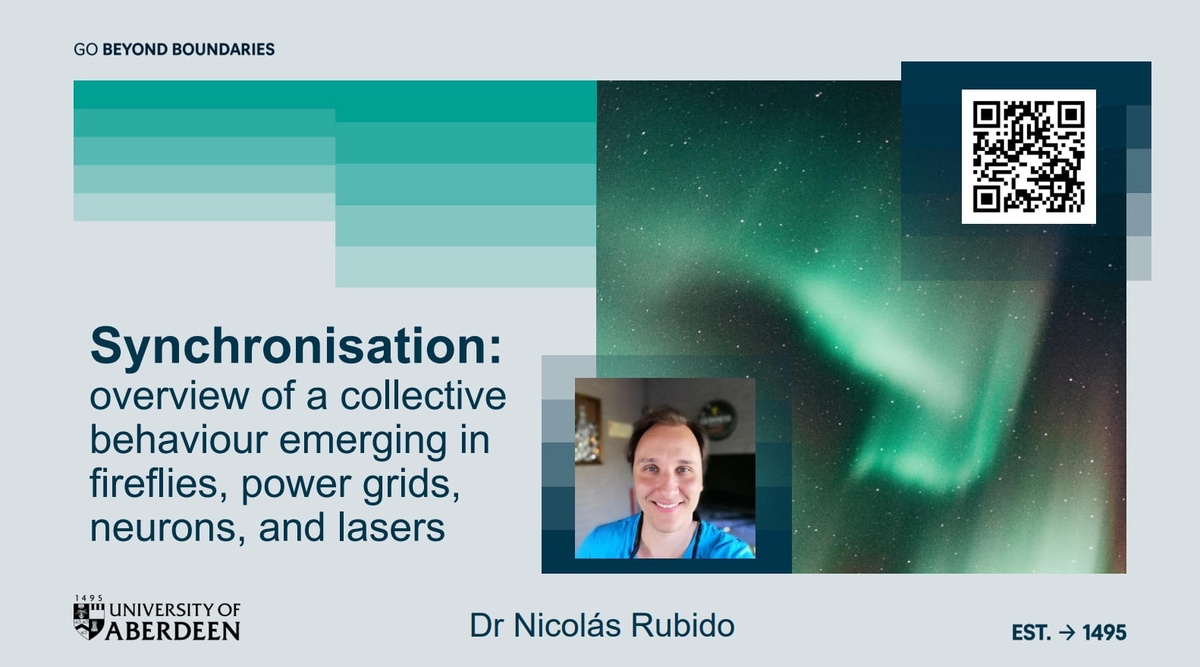 First slide of Nicolas Rubido's outreach talk on 26 February 2025