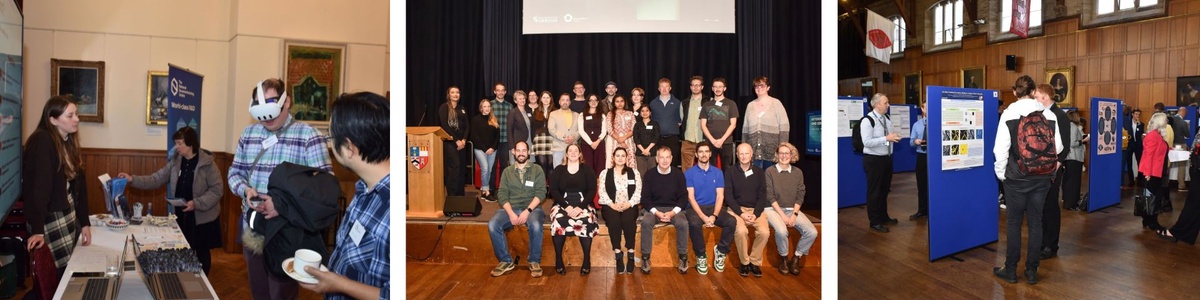 A collage of different event images from previous Interdisciplinary Institute symposia