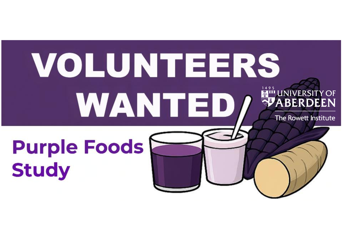 Purple Food Study logo shows drinks and other food stuffs and a