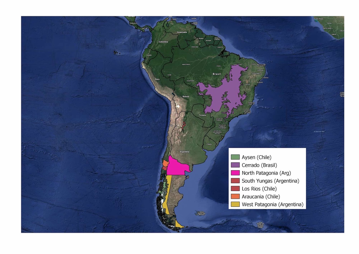 Map of South america