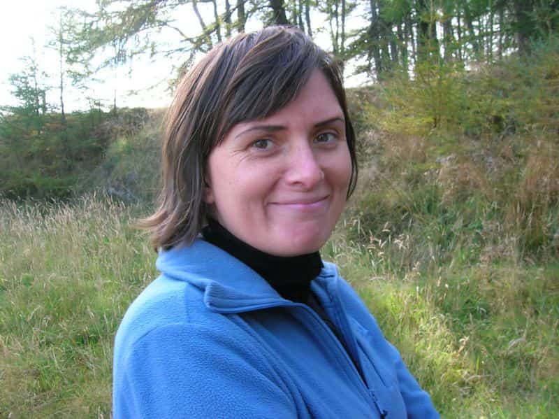 smiling woman outside