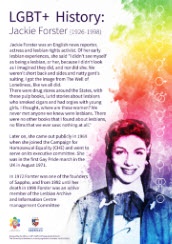 LGBT+ History poster about Jackie Forster