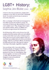 LGBT+ History poster about Sophia Jex-Blake