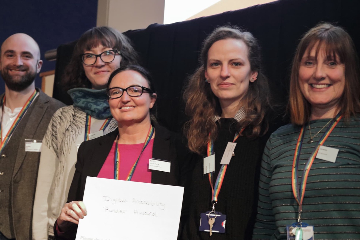 Professor Jo-Anne Murray, Vice-Principal (Education), with winners Tim Riley, Sarah Todd, Lida Rocmanova and Kim Richmond.